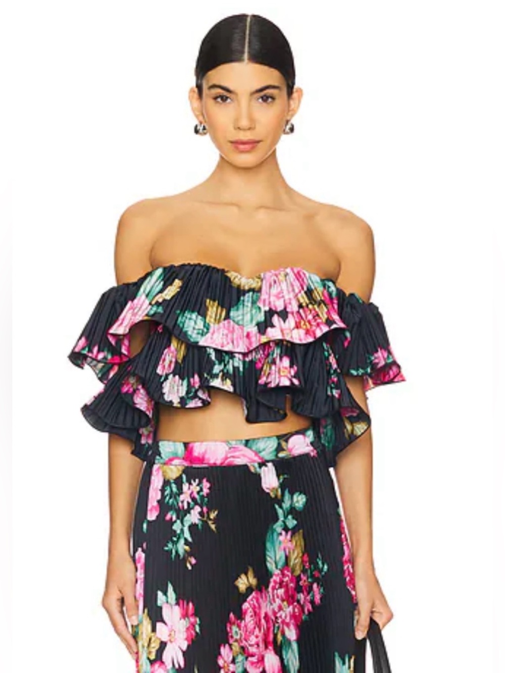 L’IDEE Floral Off The Shoulder Crop Top